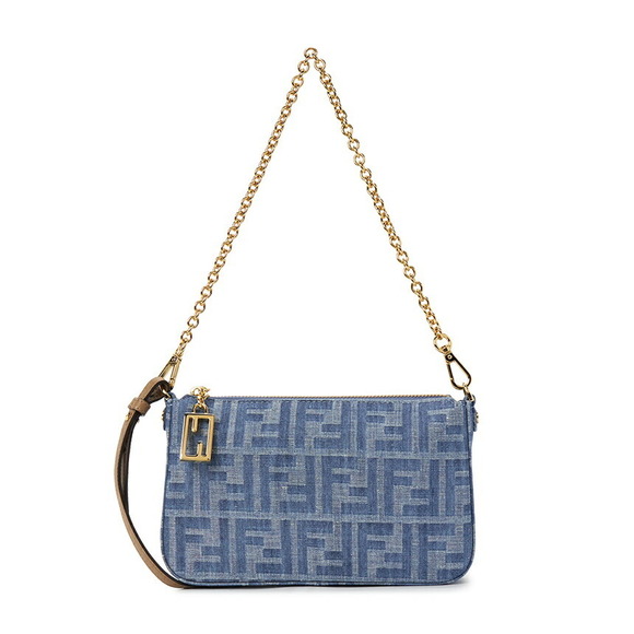 Fendi Handbags - FENDI Baguette Denim Shoulder Bag Blue